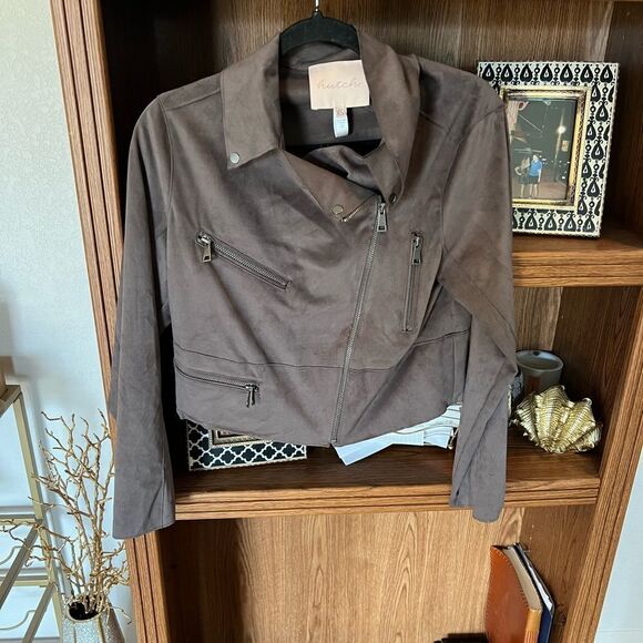 HUTCH FAUX SUEDE MOTO JACKET - Picture 1 of 6
